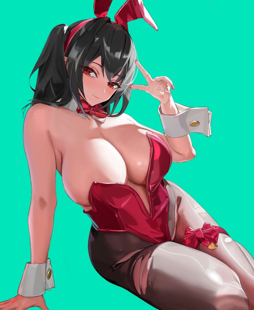 1girl, absurdres, animal_ear_hairband, animal_ears, azur_lane, bare_shoulders, black_hair, blush