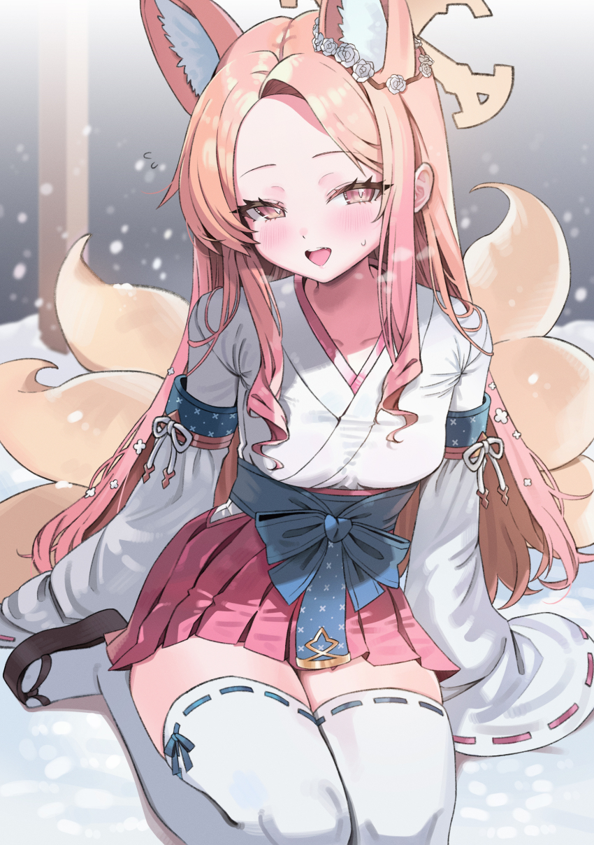 1girl, absurdres, alternate_costume, alternate_tail, animal_ear_fluff, animal_ears, blue_archive, blue_obi