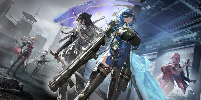 absurdres, bad_link, bad_weibo_link, blue_hair, bow, breasts, character_request, dalanxia