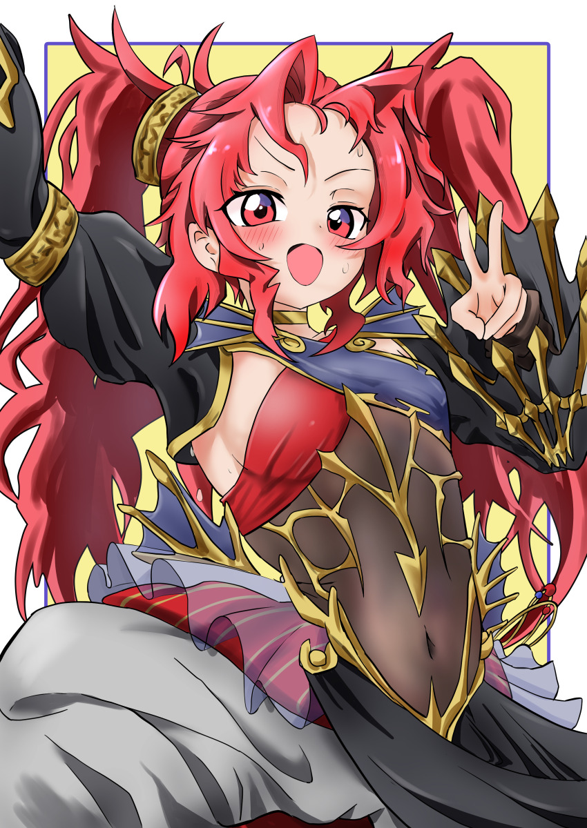 1girl, absurdres, arm_up, blush, breasts, dancer, duel_monster, emilia_(yu-gi-oh!)