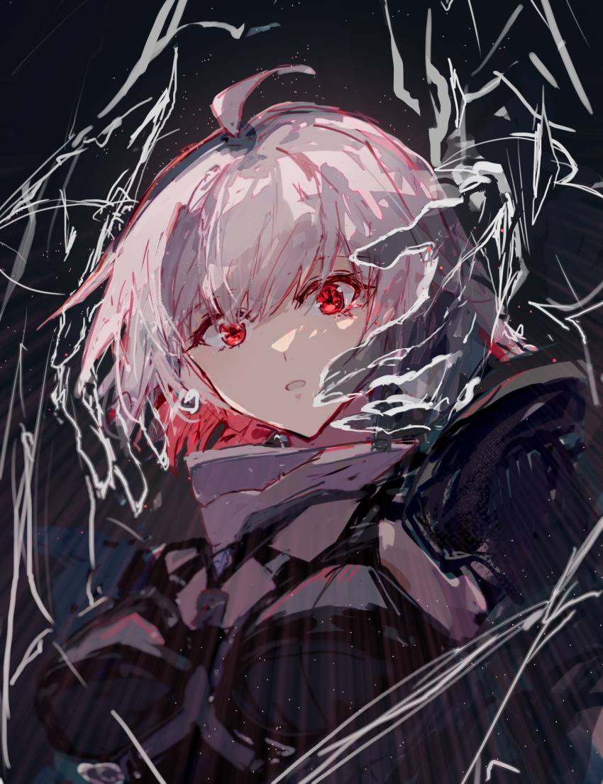 1girl, ahoge, ai_limit, arrisa, breasts, grey_hair, highres, ken1212ab