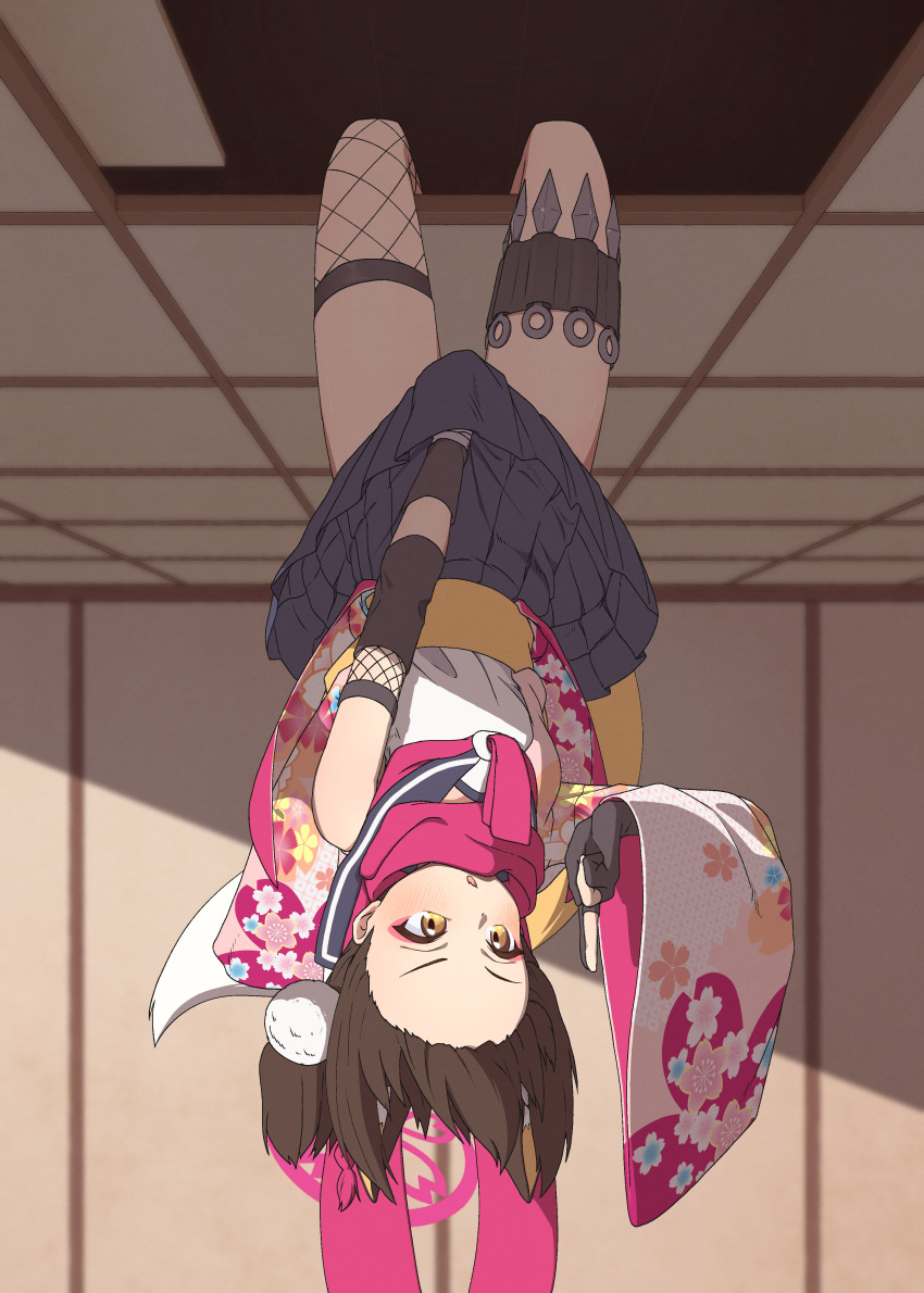 1girl, absurdres, asymmetrical_legwear, black_gloves, black_sailor_collar, black_skirt, blue_archive, blush