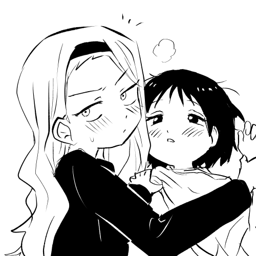 2girls, blush, clothes_lift, from_side, holding_another's_wrist, kirarazaka_marina, kodomo_doushi, kuze_shizuka