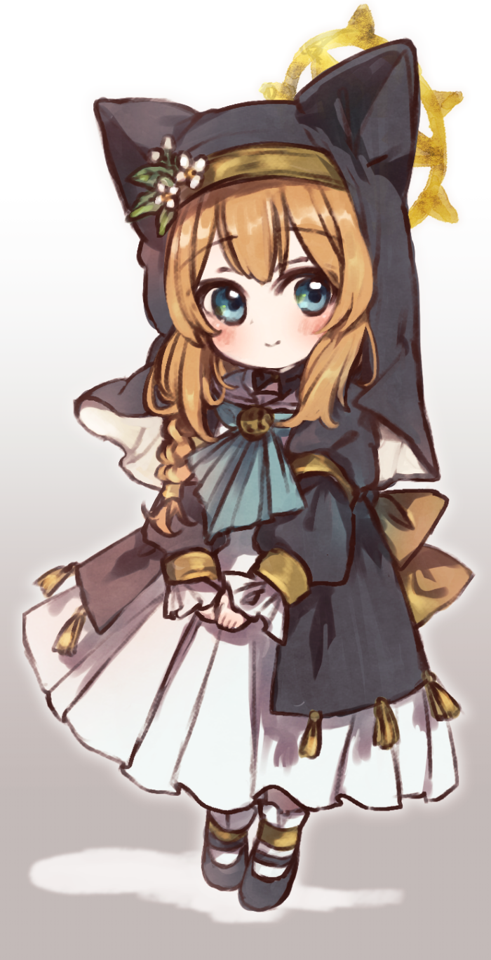 1girl, animal_ear_headwear, animal_ears, black_shoes, black_veil, blue_archive, blue_eyes, blue_neckerchief