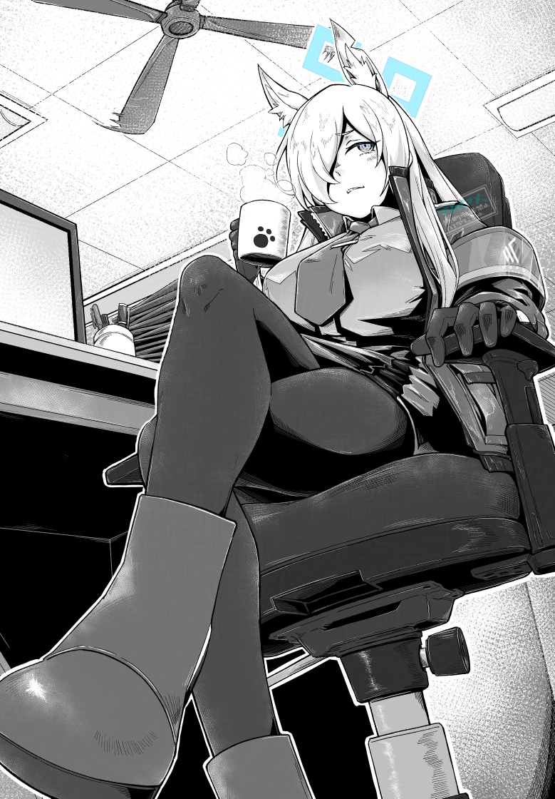 1girl, akaimame, animal_ear_fluff, animal_ears, armband, blue_archive, blue_eyes, blue_halo