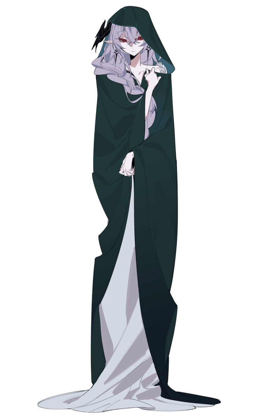 1boy, :|, acell1224, alternate_costume, alternate_hairstyle, androgynous, arknights, black_cloak