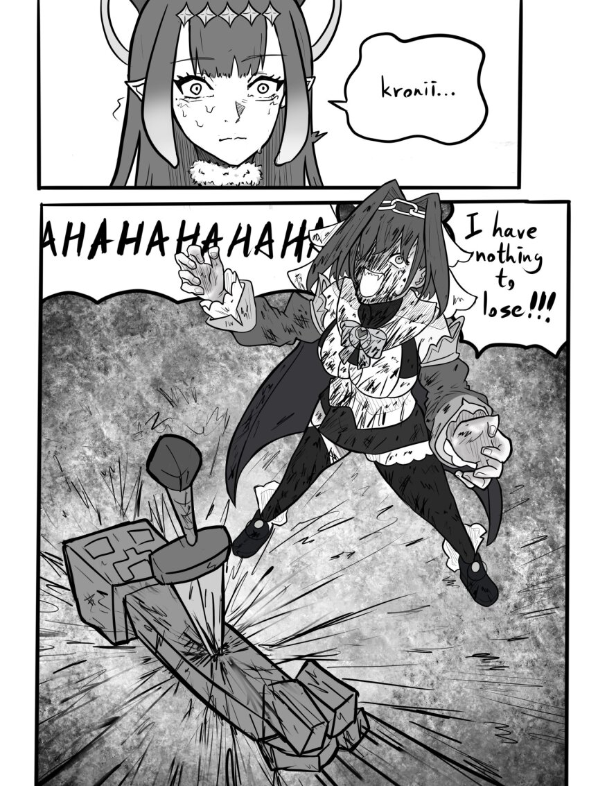 2girls, blood, blood_on_clothes, blood_on_face, breasts, cleavage, closed_mouth, commentary