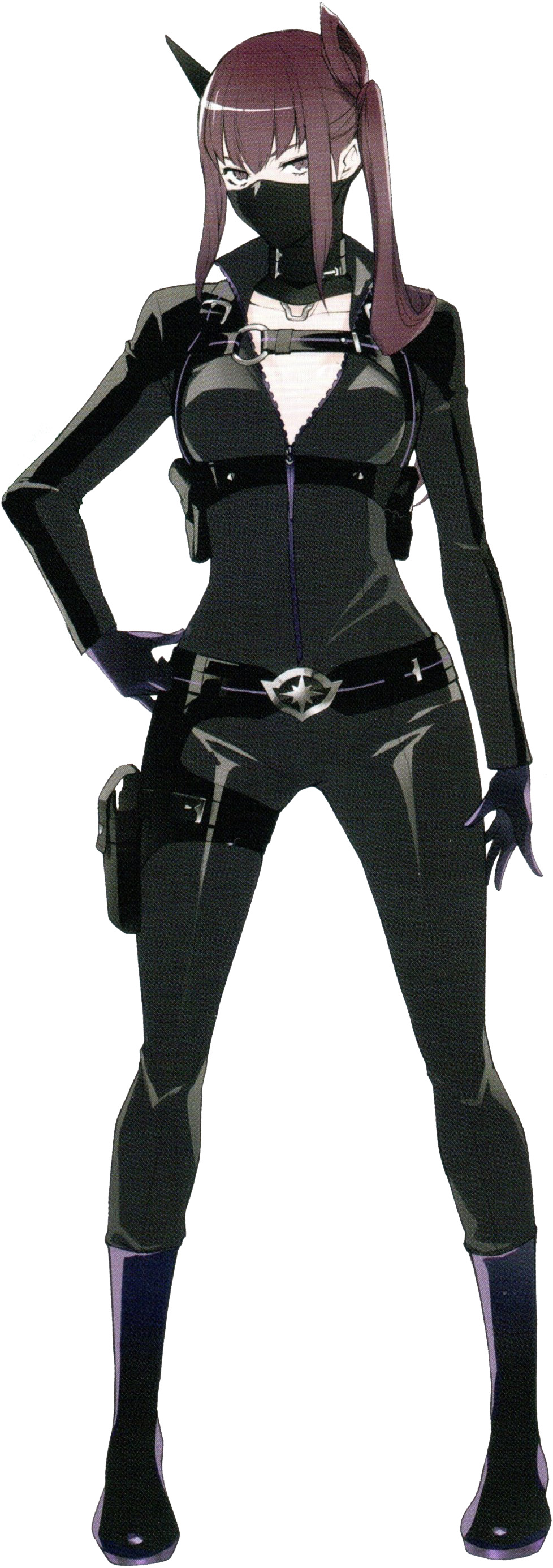 1girl, absurdres, bandai, black_bodysuit, bodysuit, breasts, brown_eyes, brown_hair