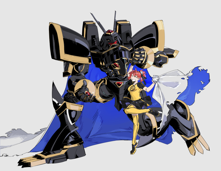 1girl, absurdres, aiba_ami, alphamon, armor, black_armor, black_helmet, black_shirt