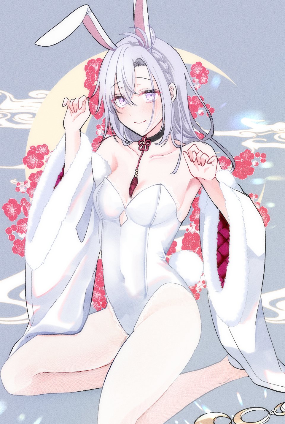 1girl, animal_ears, fake_animal_ears, hair_between_eyes, highres, kaguya_(rune_factory), komugiko_(komugiu08), leotard