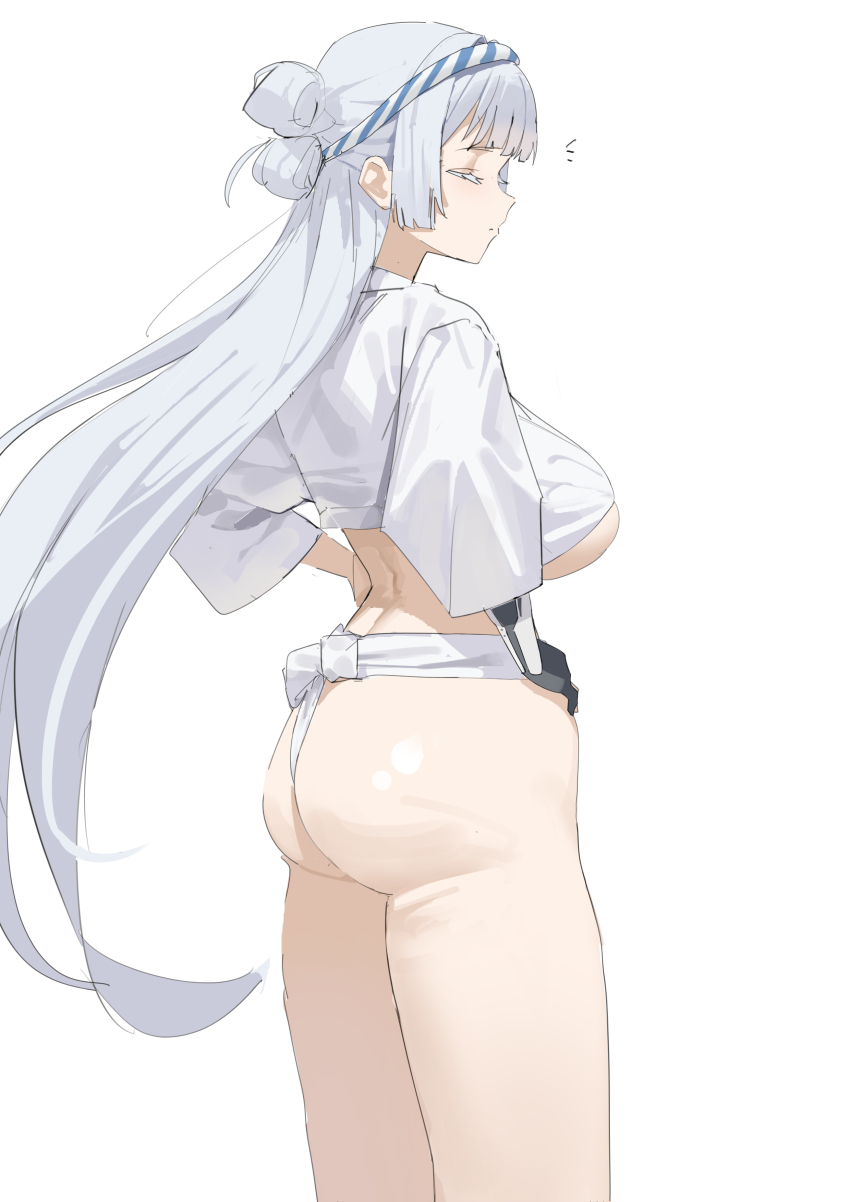 1girl, absurdres, alternate_costume, ass, back, breasts, closed_eyes, closed_mouth