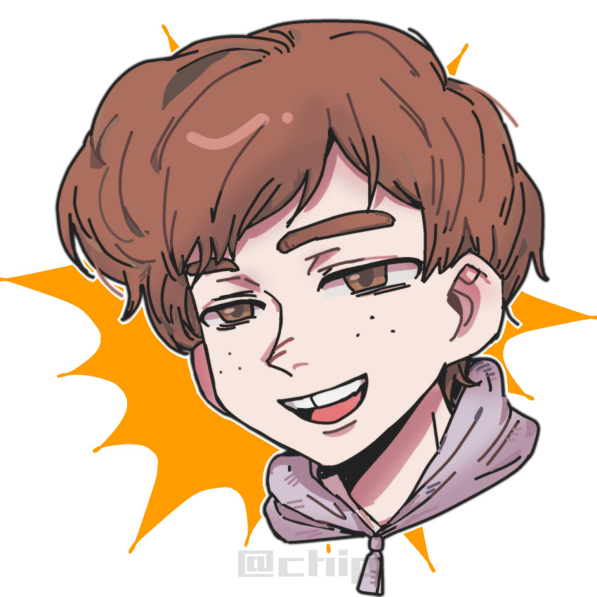 1boy, ben_freeling, brown_eyes, brown_hair, commentary_request, freckles, haunted_hotel, highres