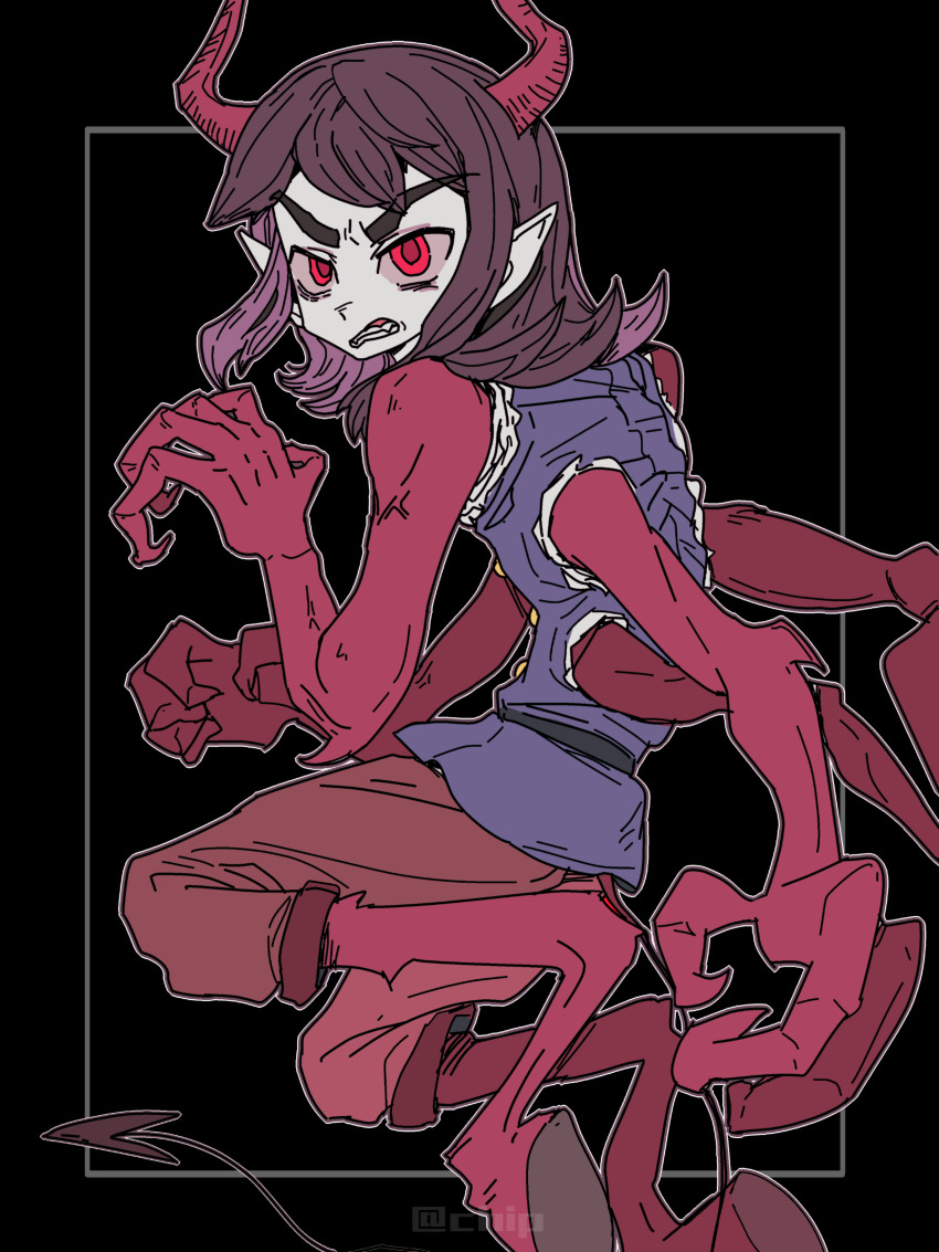 1boy, abaddon_(haunted_hotel), absurdres, animal_feet, black_background, brown_hair, chinese_commentary, claws