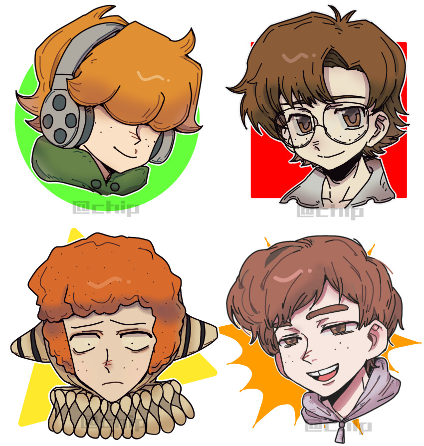 4boys, absurdres, aida_kensuke, ben_freeling, brief_(psg), brown_eyes, brown_hair, chinese_commentary