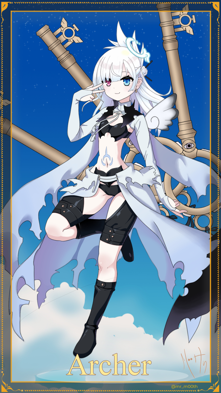 1girl, alternate_hairstyle, amemiya_nazuna, animal_earrings, black_boots, black_bra, black_pantyhose, blue_eyes