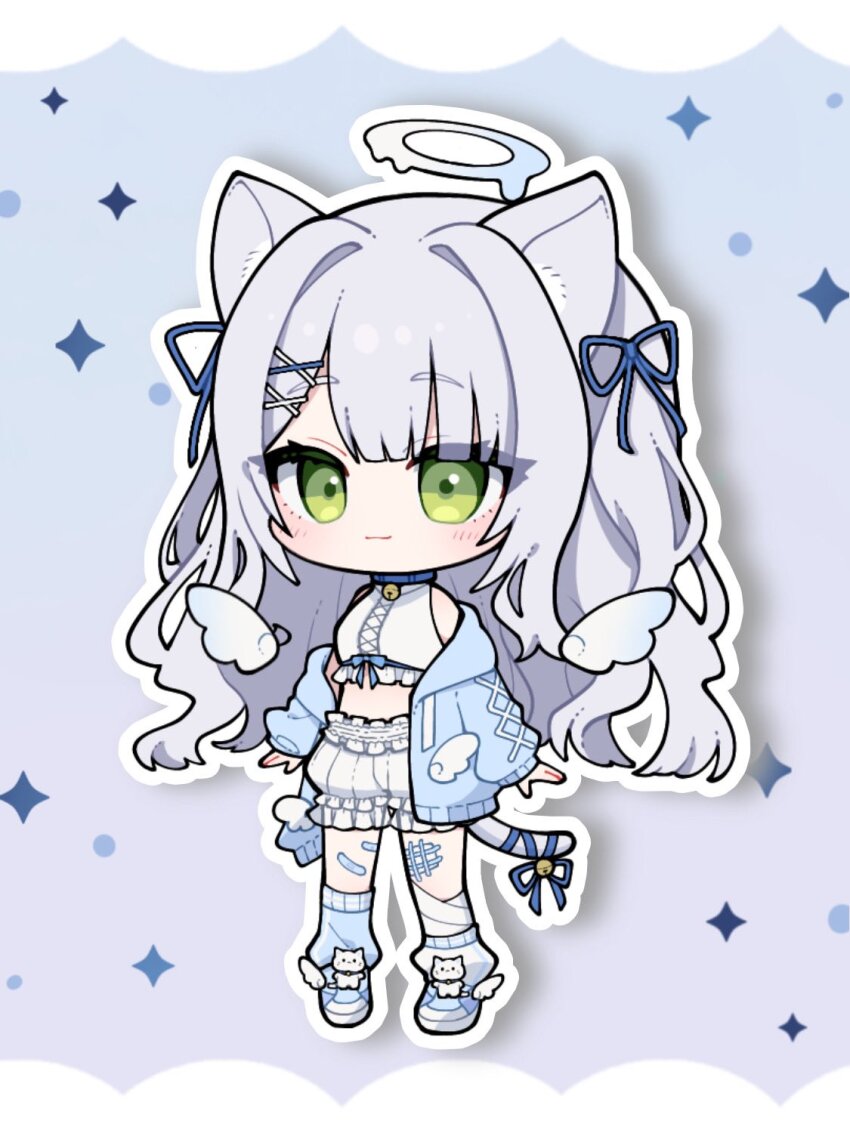 1girl, animal_ears, arms_at_sides, asymmetrical_legwear, bandaged_leg, bandages, bandaid, bandaid_on_leg