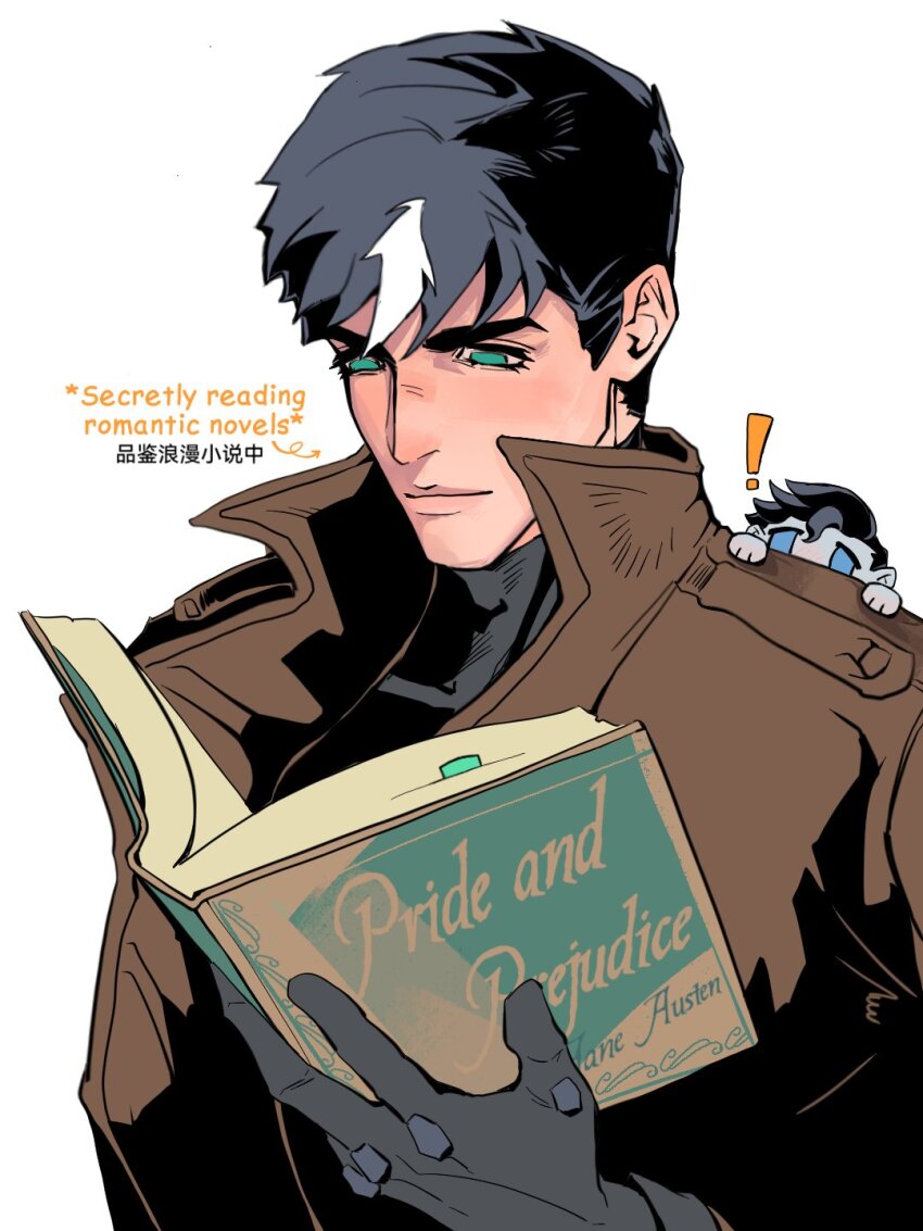 batman_(series), bizarro_ii, black_bodysuit, black_gloves, black_hair, bodysuit, brown_jacket, dc_comics