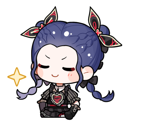 1girl, artist_request, black_bow, black_dress, black_gloves, blue_hair, blush_stickers, bow