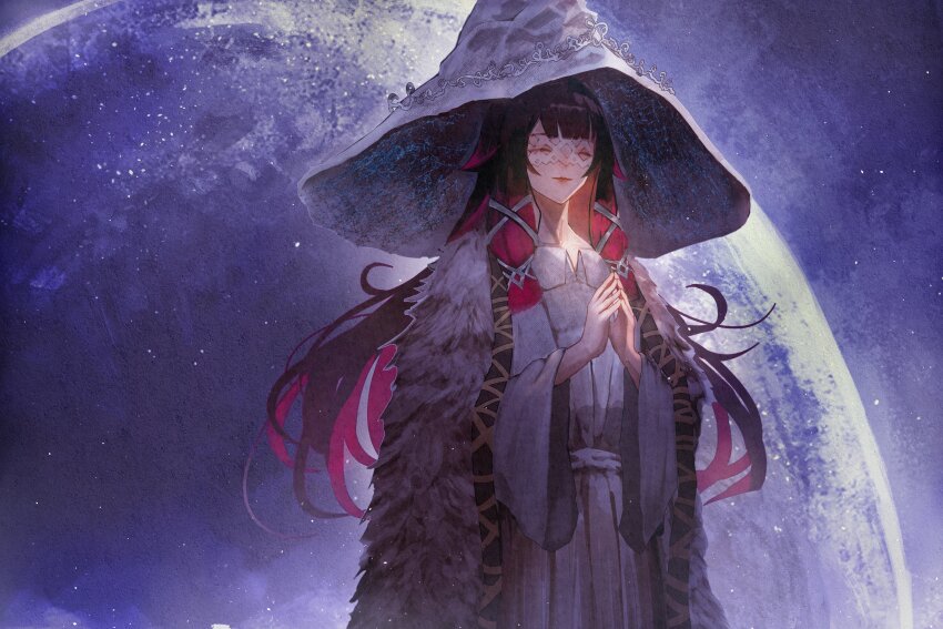 1girl, absurdres, alternate_costume, black_hair, closed_eyes, closed_mouth, coat, columbina_(genshin_impact)