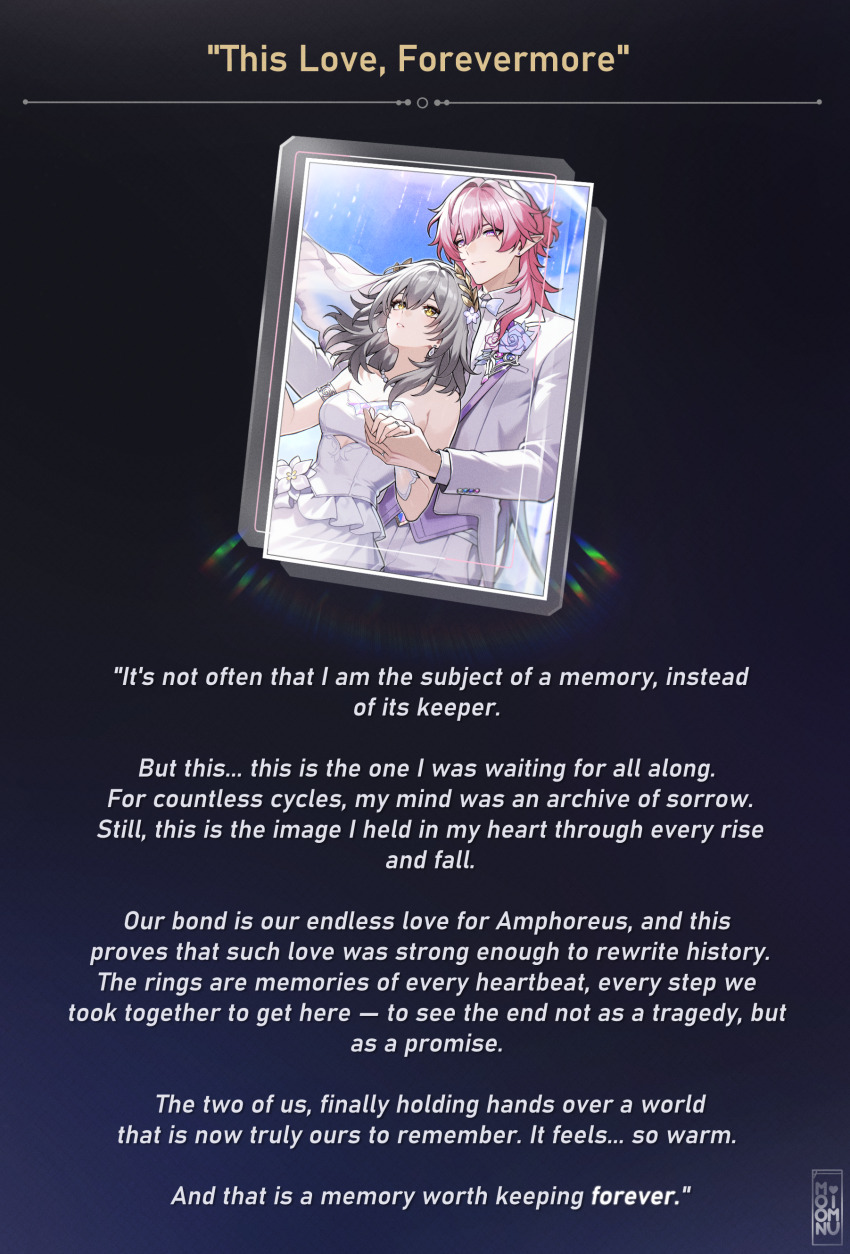 1boy, 1girl, absurdres, alternate_costume, armlet, artist_name, bare_shoulders, bow