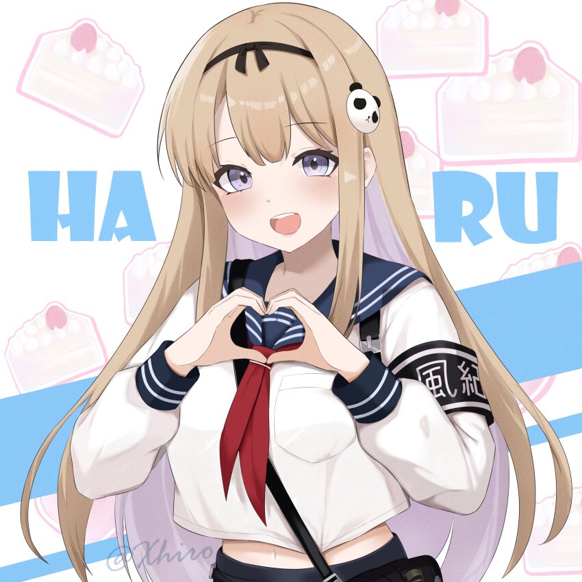 1girl, absurdres, armband, blonde_hair, blue_eyes, blue_sailor_collar, blush, breast_pocket