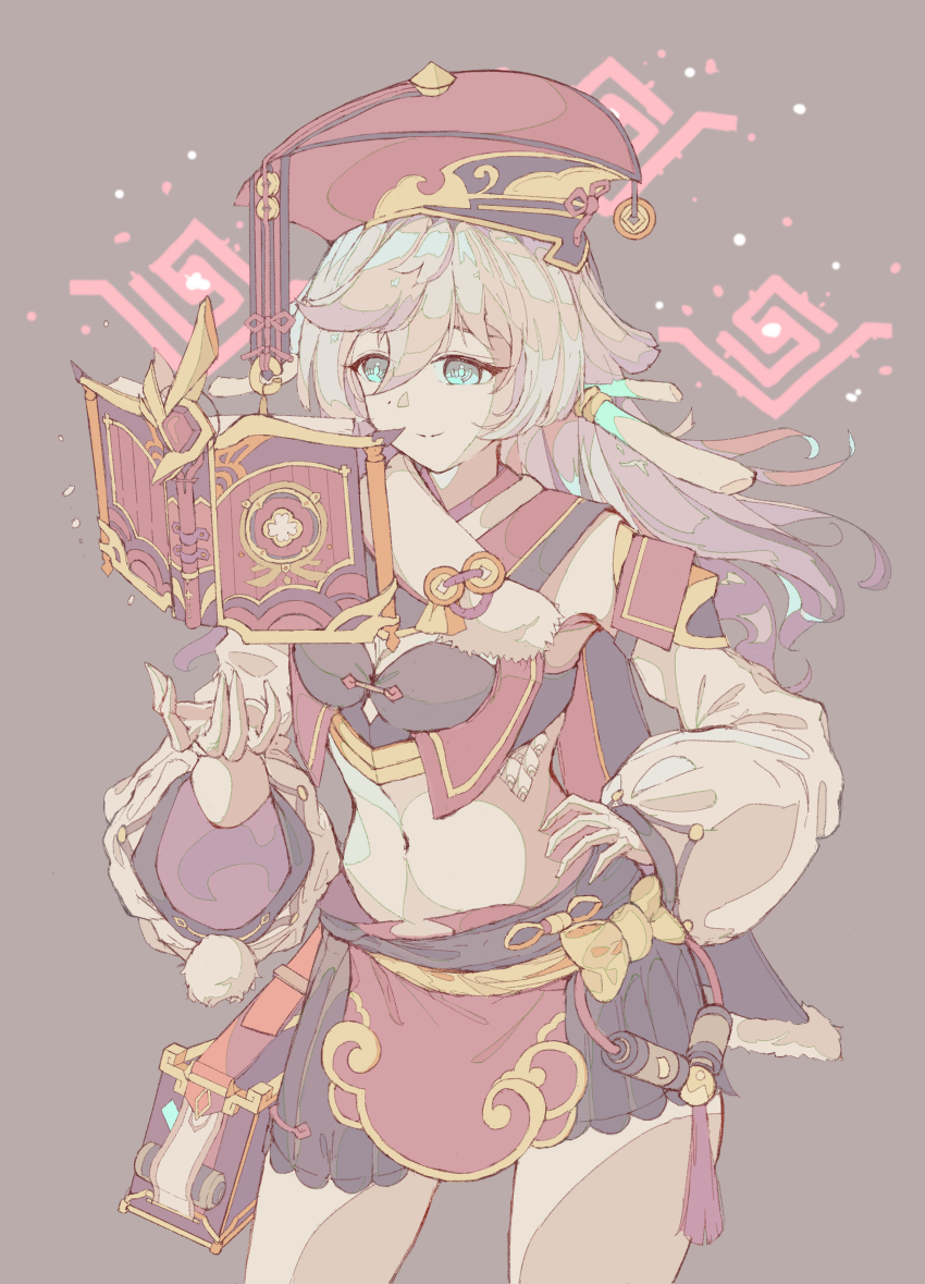 1girl, absurdres, antlers, aqua_eyes, bilingual_commentary, black_skirt, book, breasts