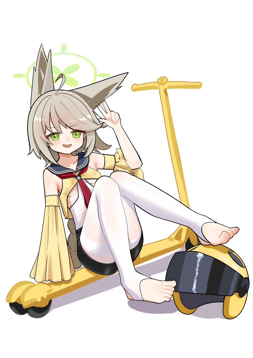 1girl, absurdres, ahoge, alternate_costume, animal_ears, arm_at_side, armpit_crease, bare_shoulders
