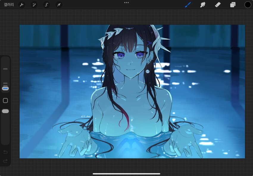 1girl, bare_shoulders, black_hair, breasts, commentary, hair_ornament, highres, honkai:_star_rail