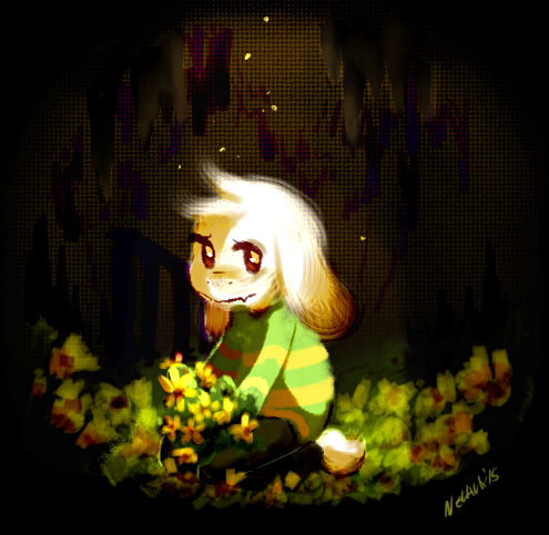 1boy, asriel_dreemurr, barefoot, black_pants, cave, cave_interior, child, crack_of_light