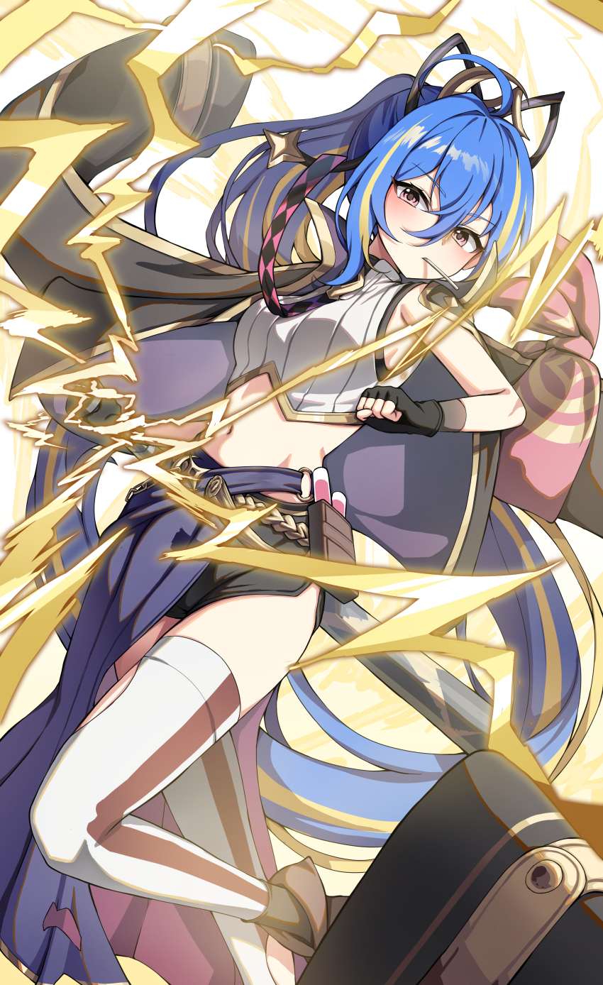 1girl, absurdres, ahoge, argyle_clothes, baseball_bat, black_gloves, black_jacket, black_shorts