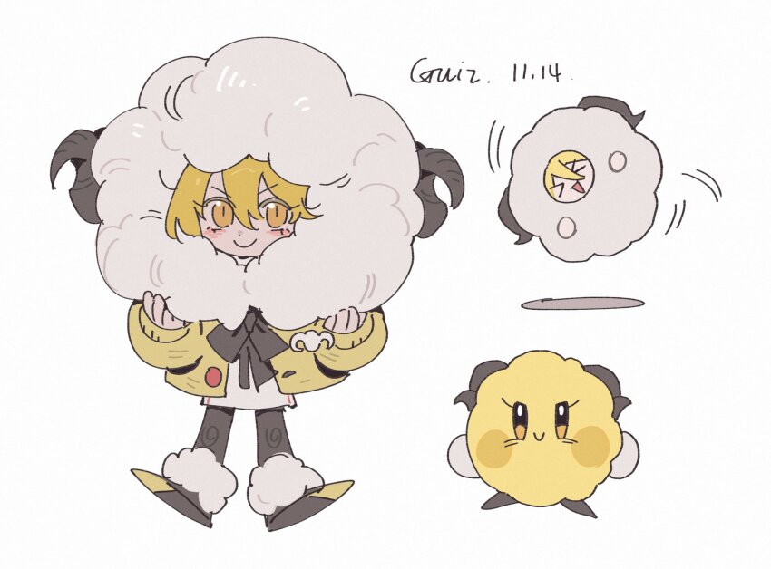 >_<, 1girl, black_pants, blonde_hair, boots, closed_mouth, don_quixote_(project_moon), fur-trimmed_boots