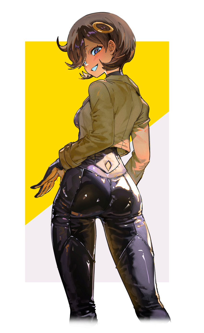 1girl, 5oh5s2, absurdres, ass, black_bodysuit, black_gloves, black_hair, blush