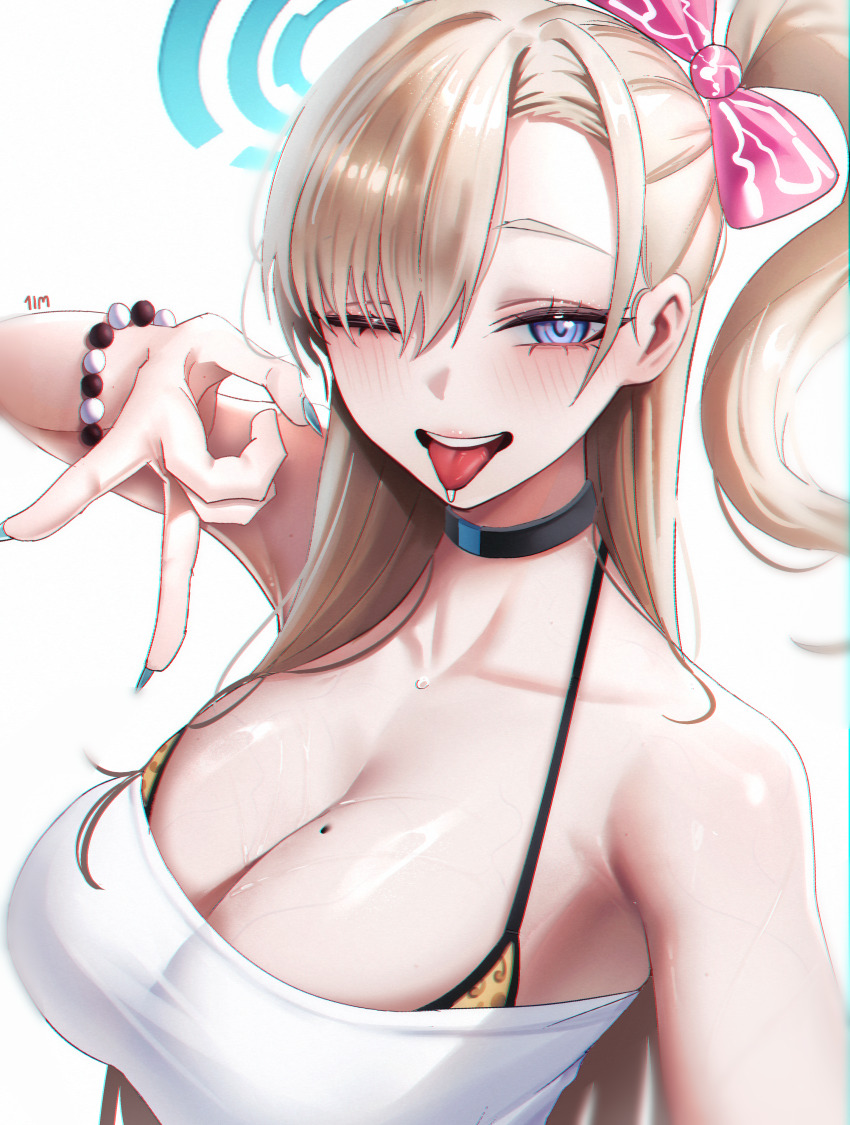 1im_illus, absurdres, animal_print, asuna_(blue_archive), bare_shoulders, bikini, blonde_hair, blue_archive