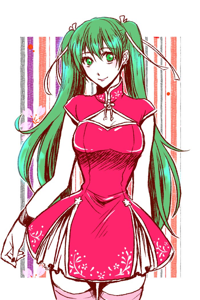 1girl, asukawvm, bare_arms, black_nails, border, breasts, china_dress, chinese_clothes