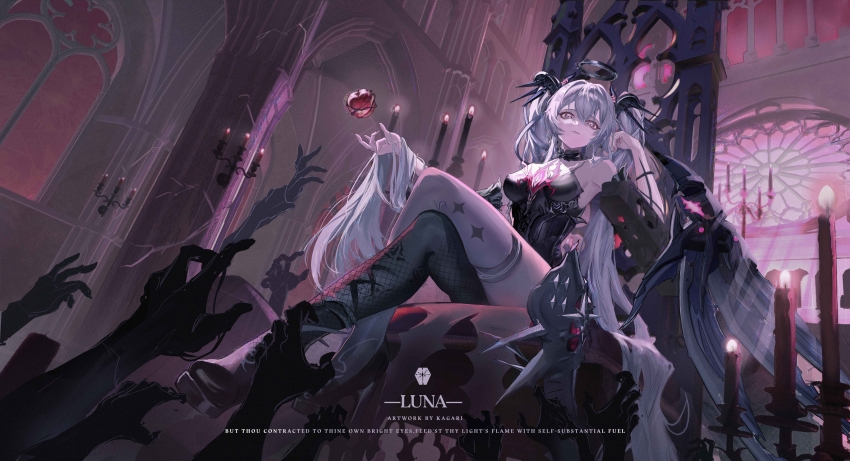 1girl, absurdres, apple, architecture, arm_support, black_boots, black_dress, black_pantyhose