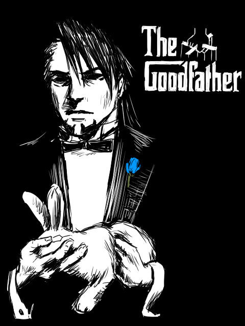 1boy, bad_id, bad_pixiv_id, rabbit, don_corleone, facial_hair, formal_clothes, kaburagi_t._kotetsu
