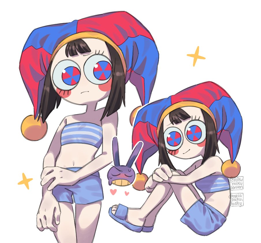 1boy, 1girl, ariamikukanzaki, bandeau, bare_shoulders, black_hair, blue_bandeau, blue_eyes