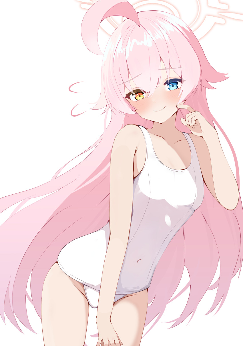 1girl, absurdres, ahoge, alternate_costume, bare_arms, bare_shoulders, blue_archive, blue_eyes