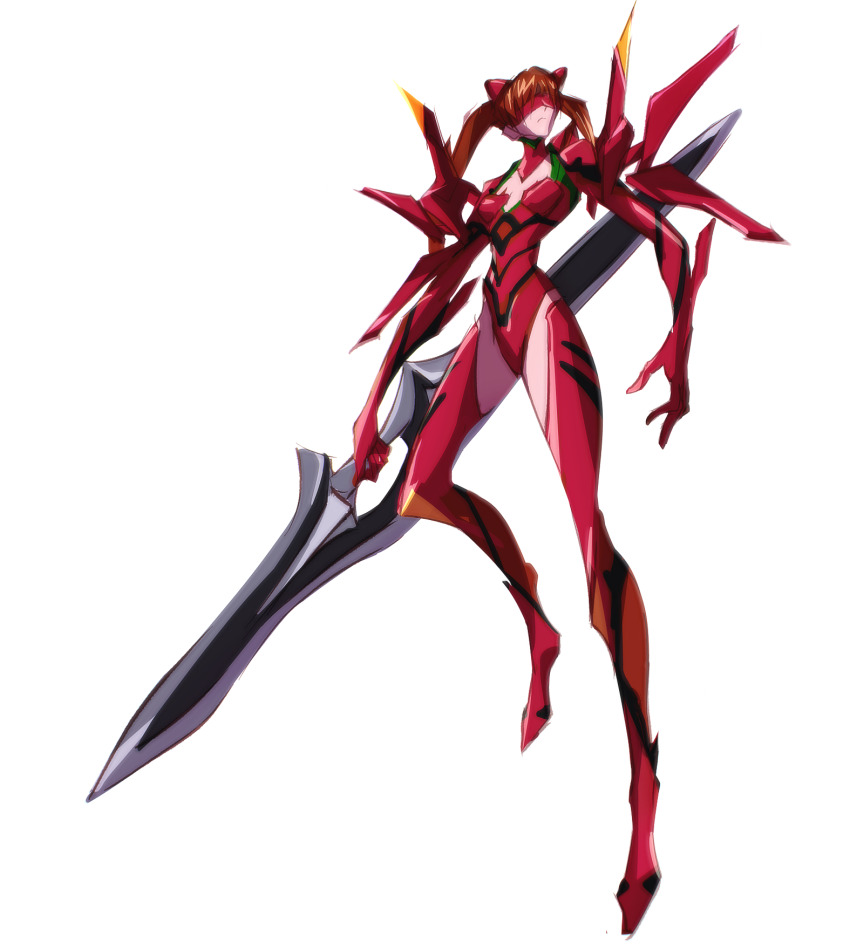 1girl, adapted_costume, alternate_color, armor, armored_leotard, asuka-eva-synthesis, breasts, byneet