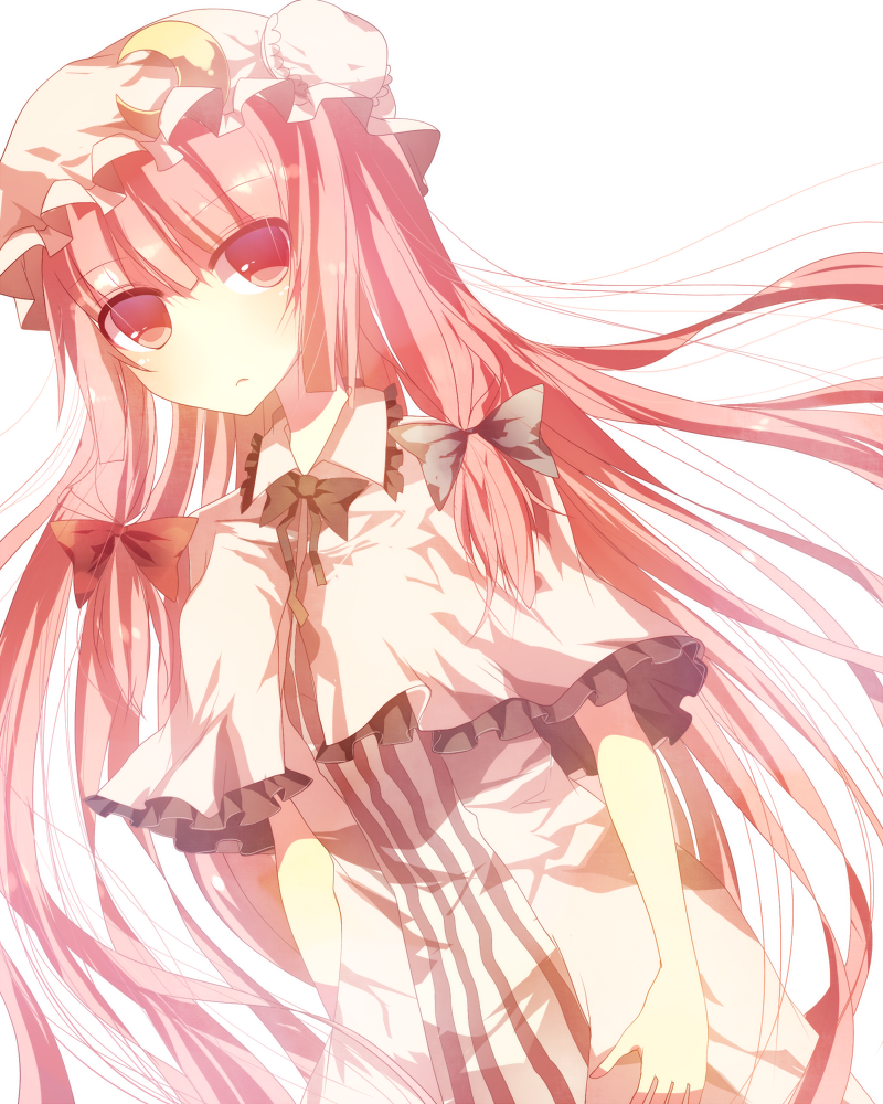 1girl, female_focus, hat, long_hair, motoko_(fe25), patchouli_knowledge, purple_eyes, purple_hair