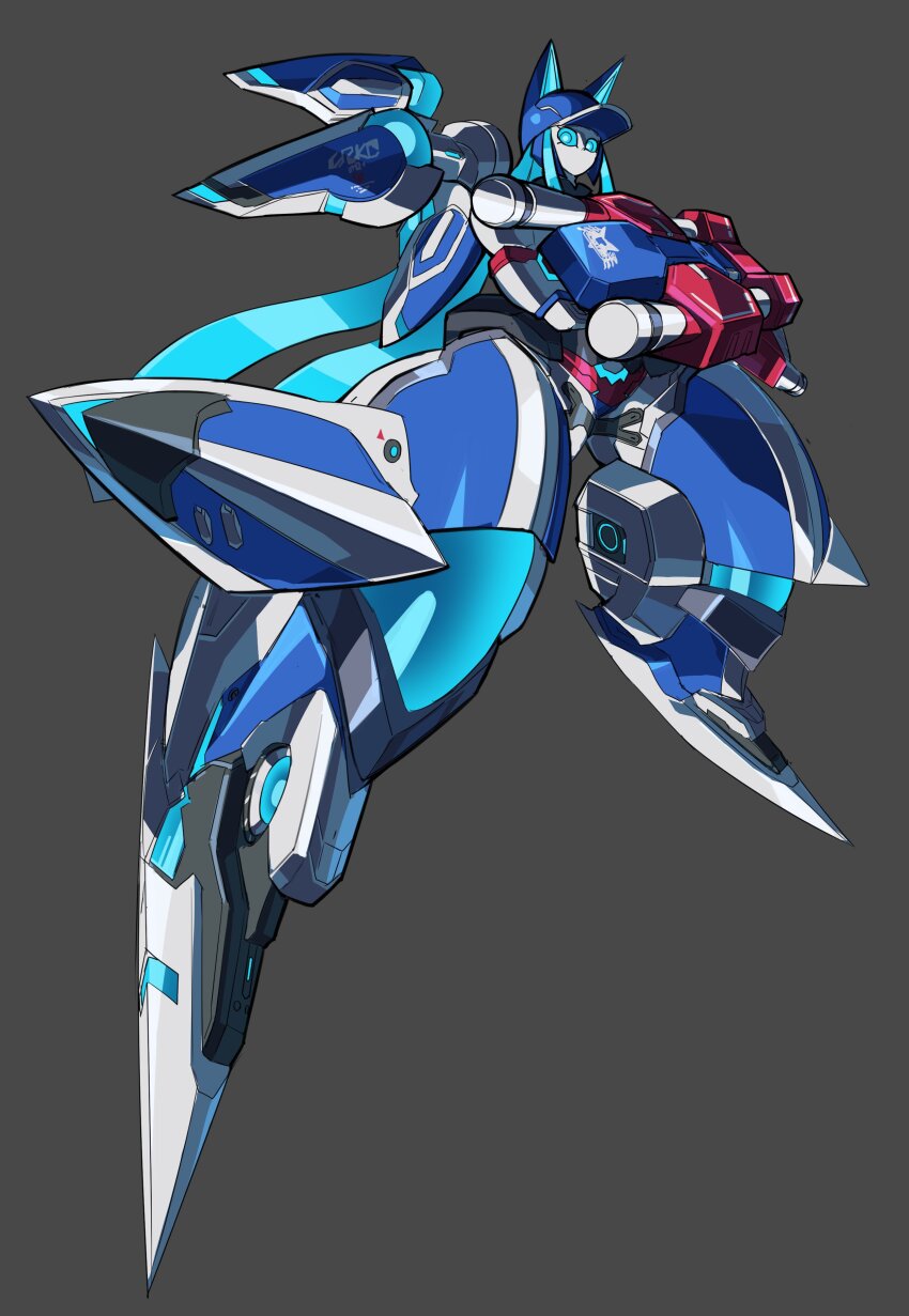 1girl, absurdres, animal_ears, blue_eyes, blue_hat, cat_ears, commission, crossed_arms