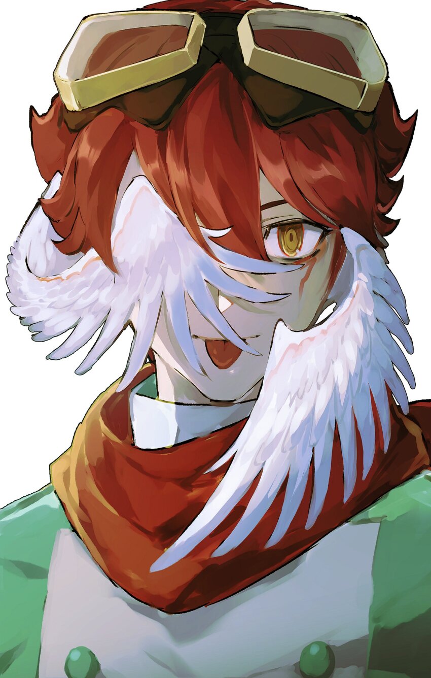 1boy, absurdres, aegiomon, brown_hair, digimon, digimon_story:_time_stranger, facial_mark, goggles