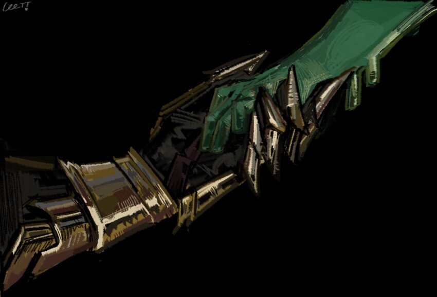 1boy, 1other, arm_guards, armor, averythemayo, d3rlord3, hand_focus, holding_hands