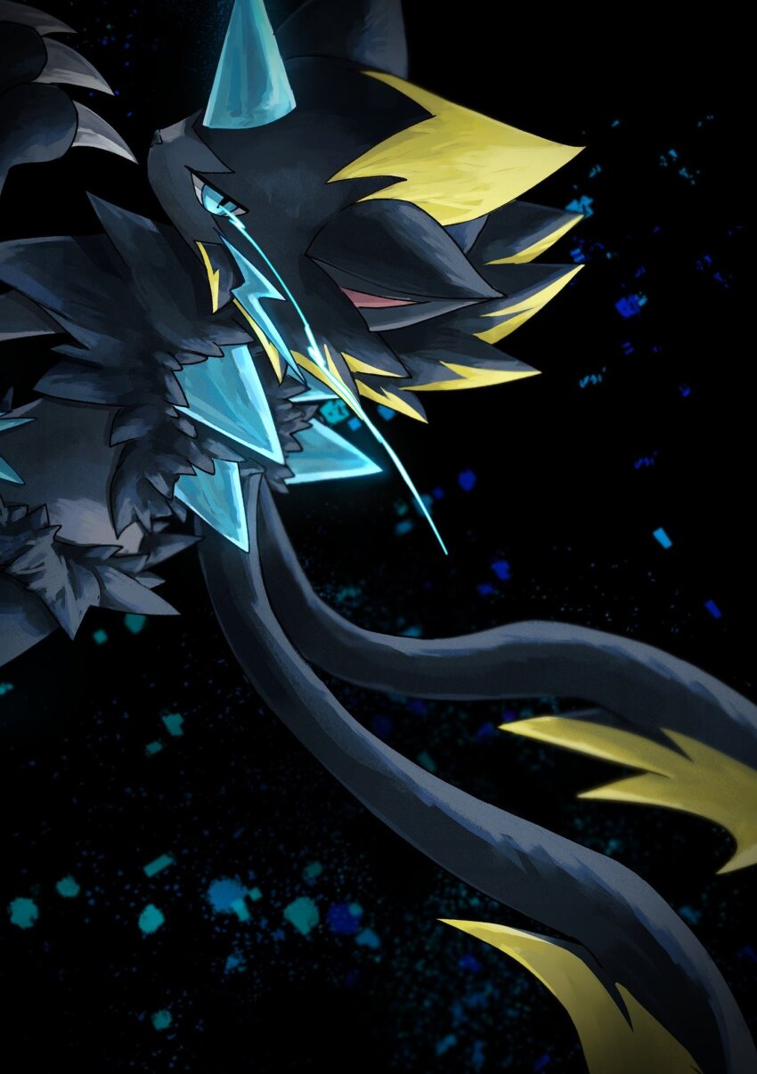 animal_ears, animal_nose, black_fur, blue_eyes, blue_fur, cat, claws, gen_7_pokemon