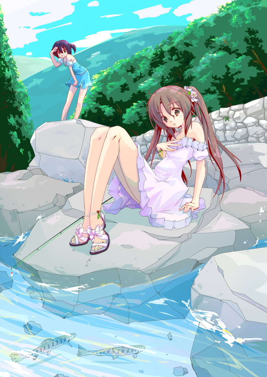 blue_hair, brown_eyes, brown_hair, green_eyes, hayate_no_gotoku!, highres, legs, maria_(hayate_no_gotoku!)