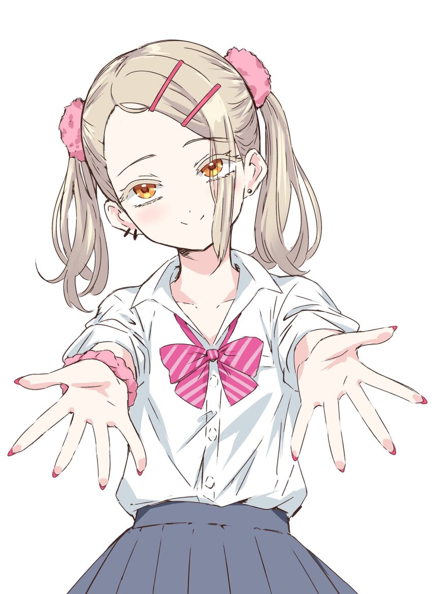 1girl, gakuen_idolmaster, grey_hair, gyaru, highres, idolmaster, ituki_tubomi, looking_at_viewer