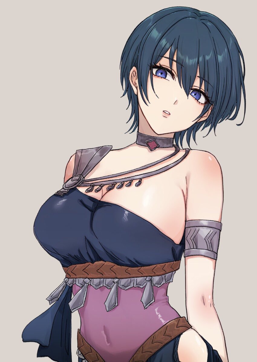 1girl, blue_eyes, breasts, cleavage, covered_navel, dancer, dancer_(fire_emblem:_three_houses), dress