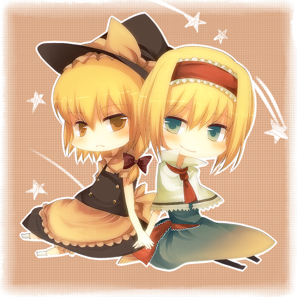 2girls, alice_margatroid, bad_id, bad_pixiv_id, blonde_hair, blue_eyes, chibi, female_focus