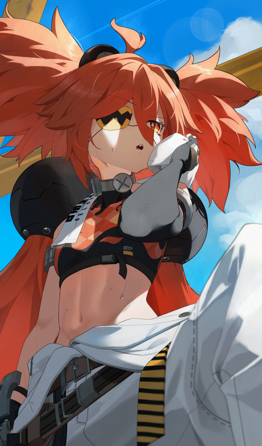 1girl, absurdres, animal_ear_hairband, animal_ears, armband, asymmetrical_gloves, bear_ear_hairband, bear_ears