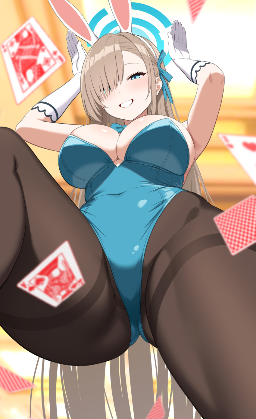 1girl, absurdres, animal_ear_hairband, animal_ears, asuna_(blue_archive), asuna_(bunny)_(blue_archive), black_pantyhose, blue_archive